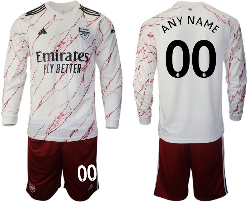 Men 2020-2021 club Arsenal away long sleeve customized white Soccer Jerseys